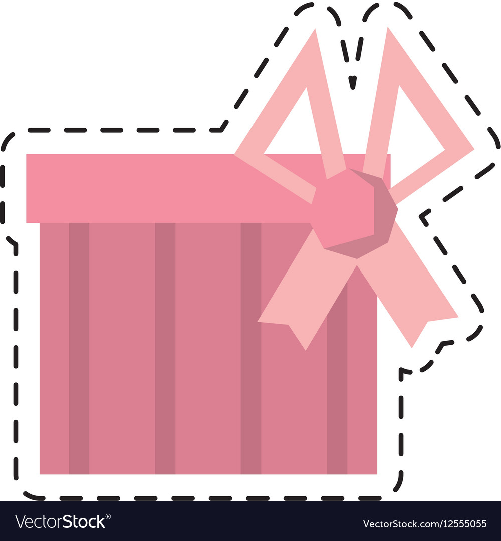 Gift box pink ribbon surprise stripes line dotted