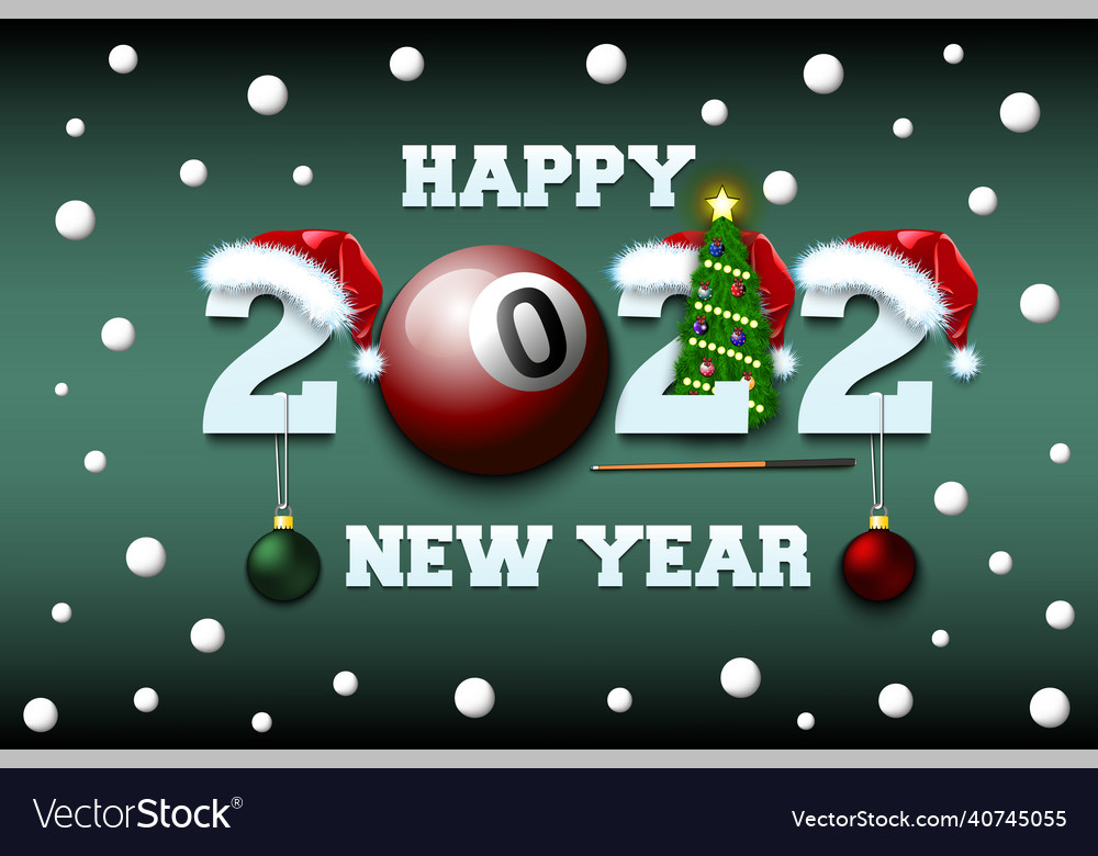 Happy new year 2022 and billiard ball Royalty Free Vector