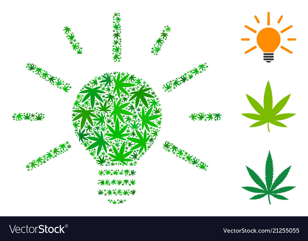 Light bulb mosaic of cannabis vector image Light bulb mosaic of cannabis