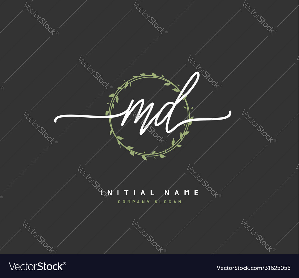 M d beauty initial logo handwriting