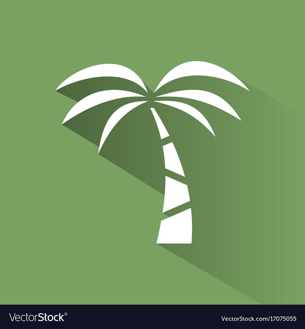 Palm Tree Icon On A Green Background With Shade Vector Image