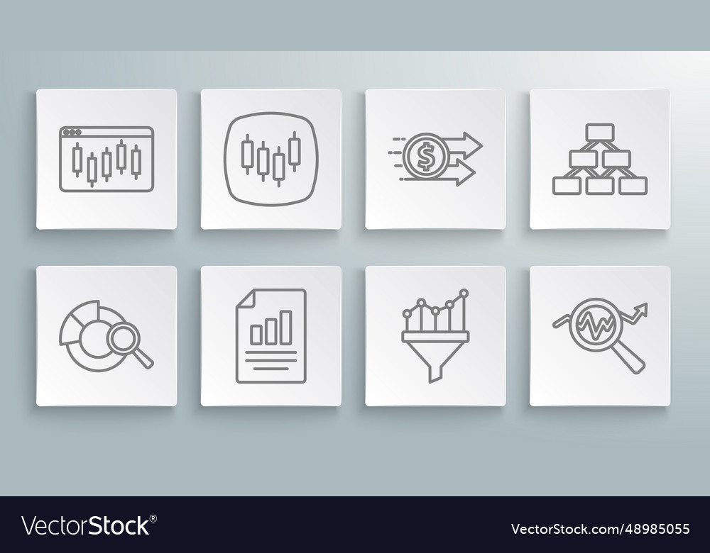 Set line search data analysis browser with stocks vector image Set line search data analysis browser with stocks