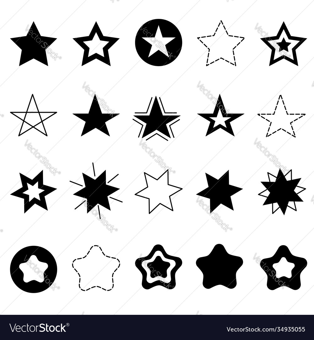 Sparkles stars sign symbol icon set hand drawing Vector Image