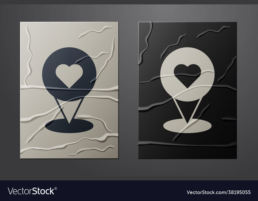 White map pointer with heart icon isolated vector image White map pointer with heart icon isolated