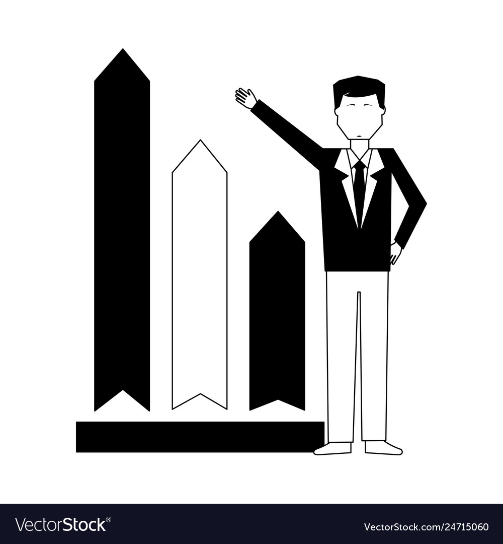Geschäftsmann mit graphischer Statistik Avatarcharakter