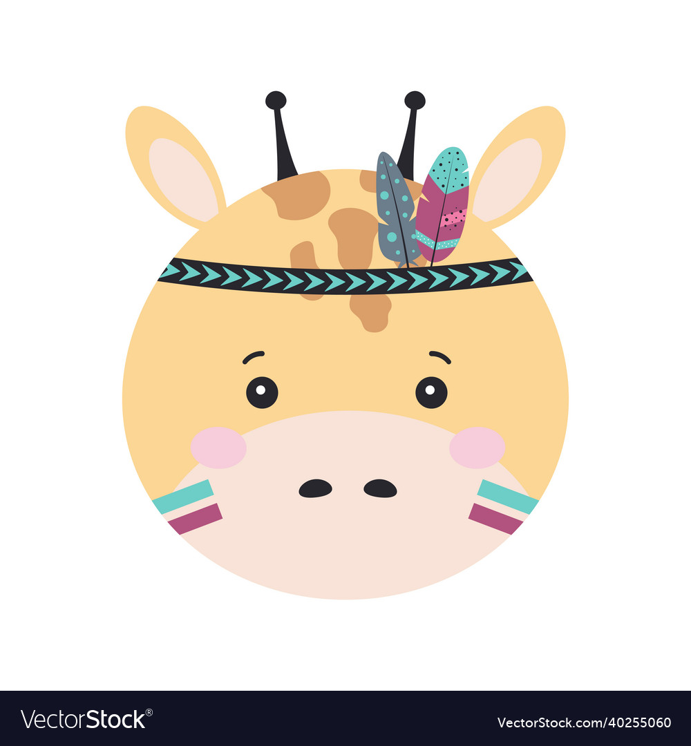 Card with cartoon cute wild giraffe Royalty Free Vector