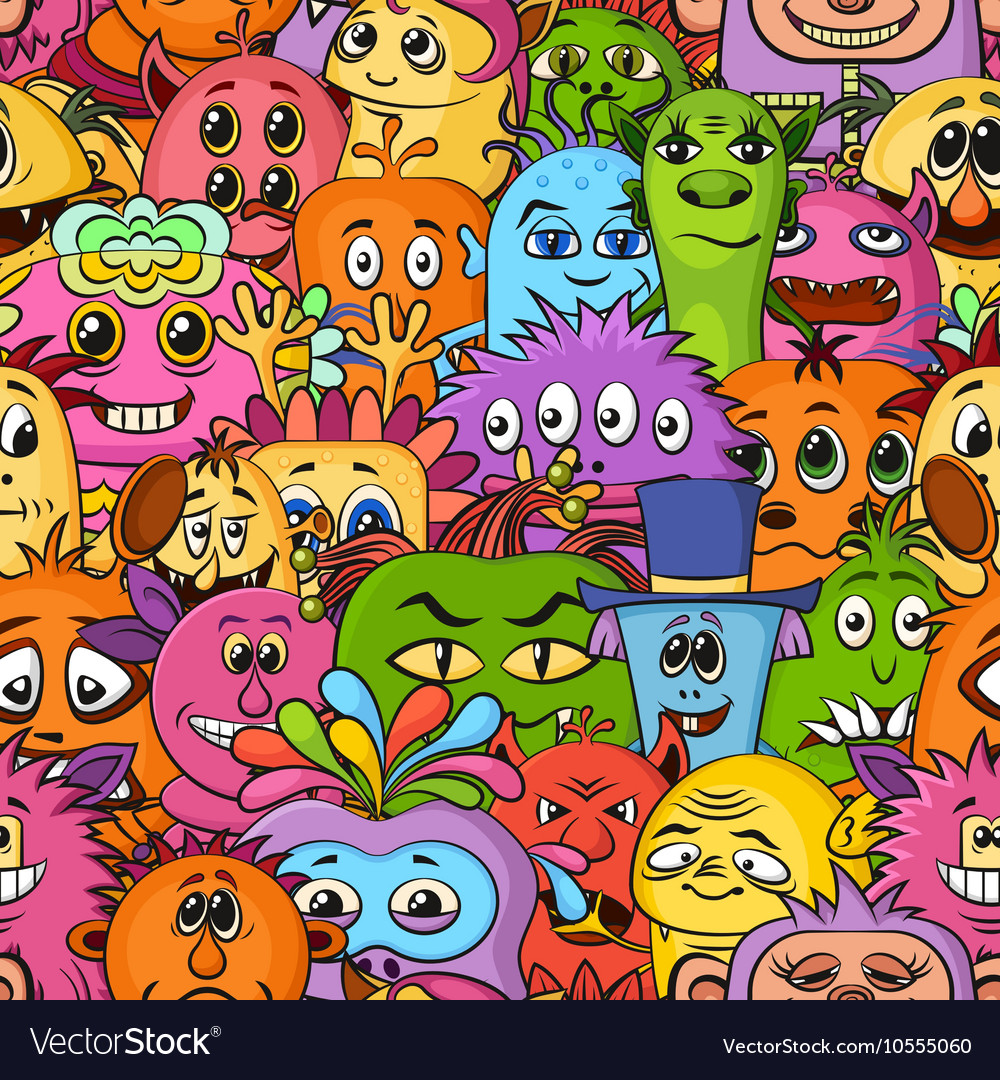 Cartoon monsters seamless Royalty Free Vector Image