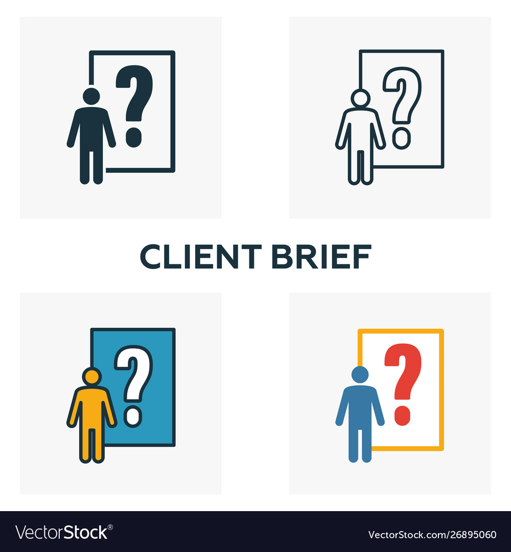 Client brief icon set four elements in different vector image Client brief icon set four elements in different
