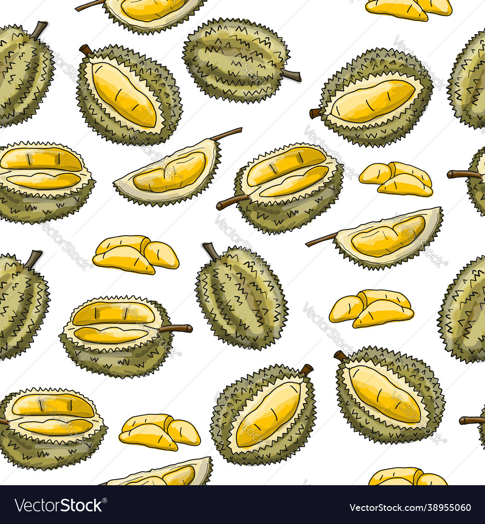 Durians seamless pattern background for your vector image Durians seamless pattern background for your