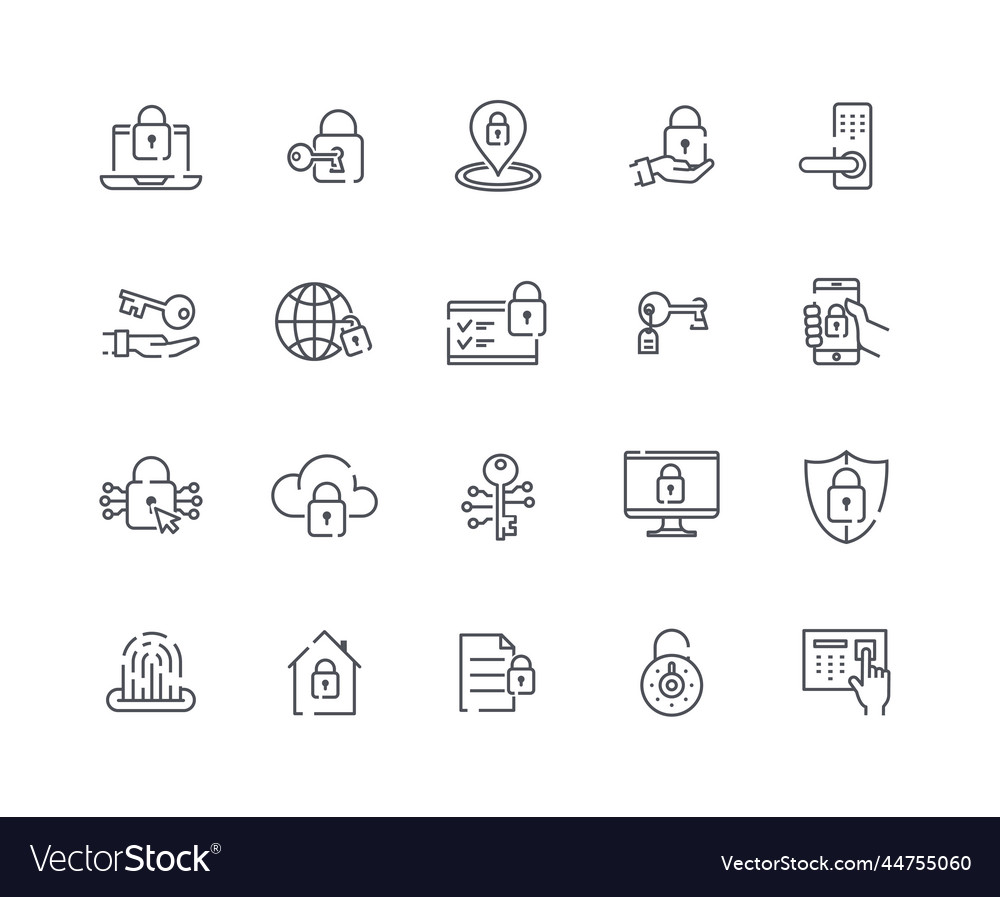 Keys and locks icons set