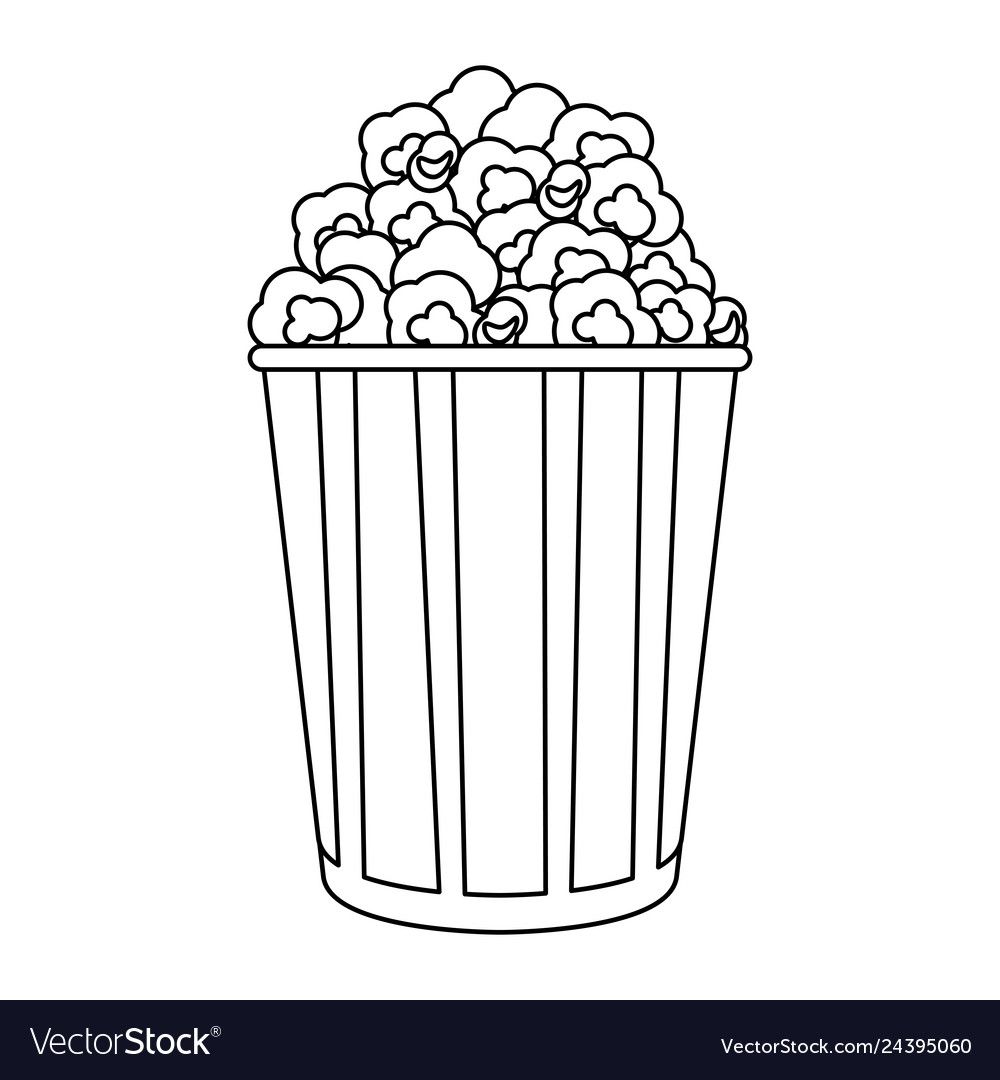 Pop corn bucket symbol in black and white Vector Image