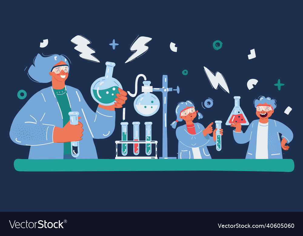 Scientist and kid doing Royalty Free Vector Image