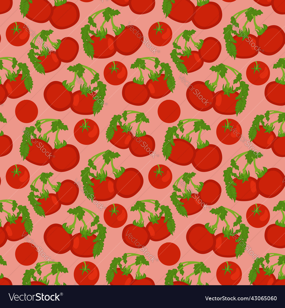 Seamless pattern with tomatoes slices halves