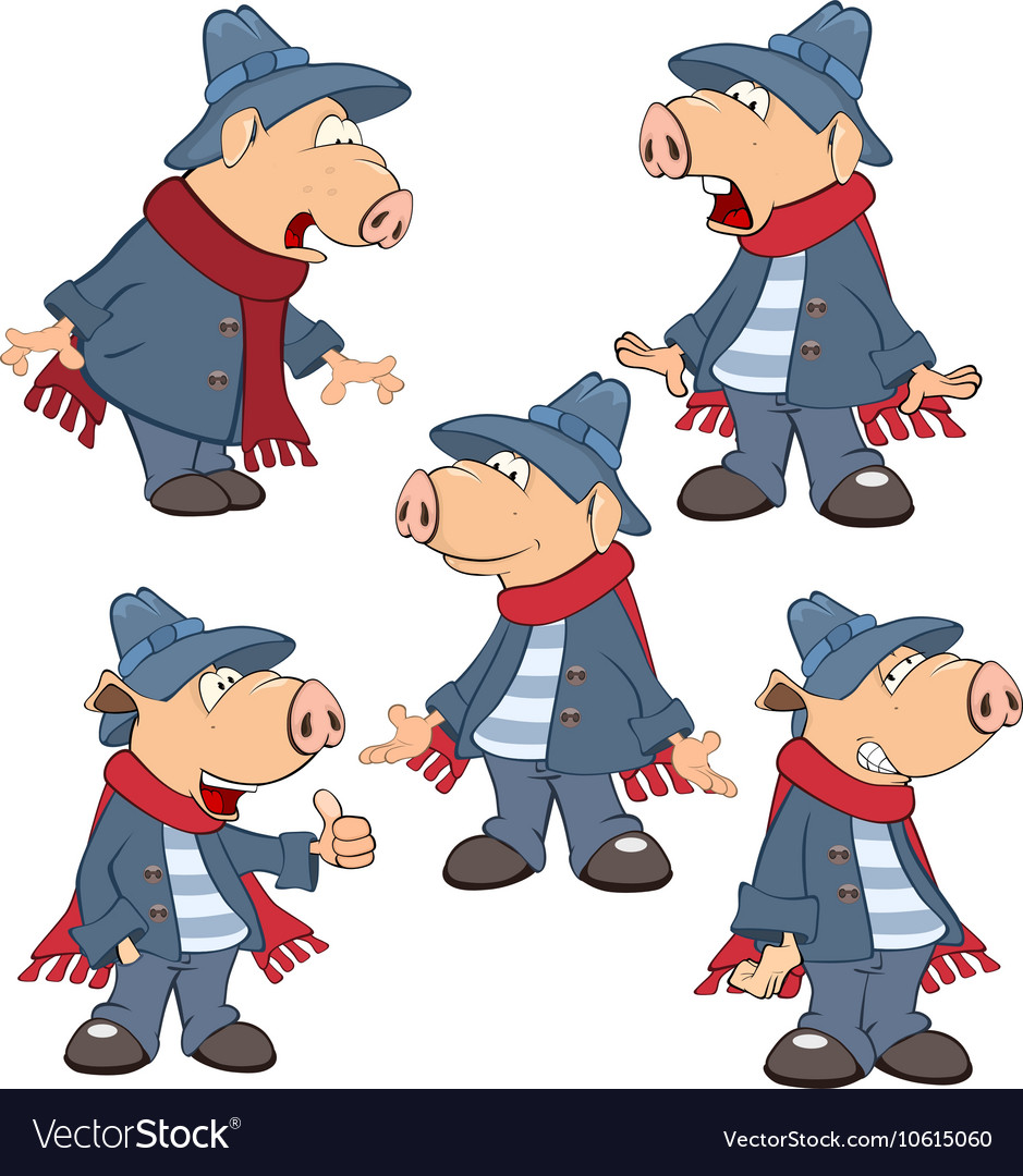 Set of cartoon cute pigs Royalty Free Vector Image