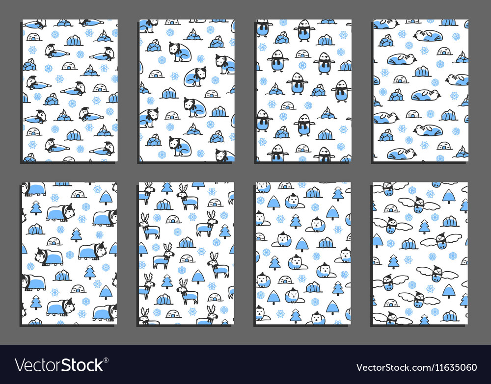 Set of greeting card templates with arctic Vector Image