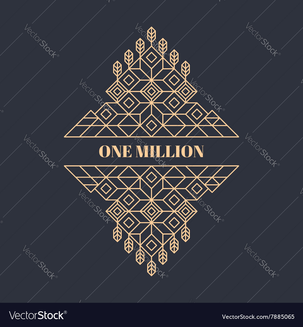 Decorative design element in retro style line art