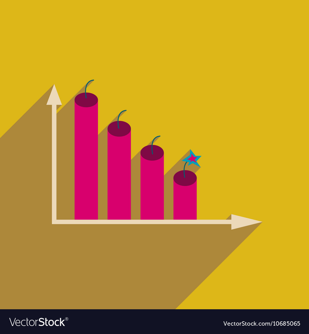 Flat web icon with long shadow graph
