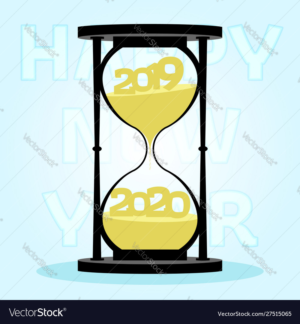 Hourglass shows new year 2019 countdown