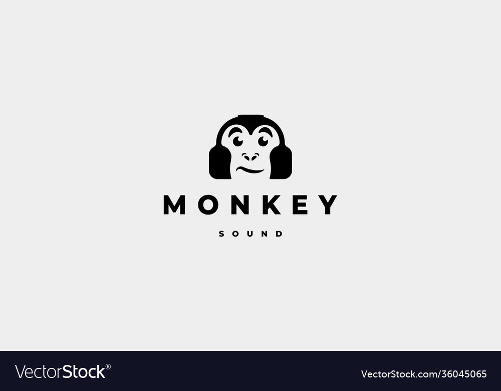 Monkey headphone logo design Royalty Free Vector Image