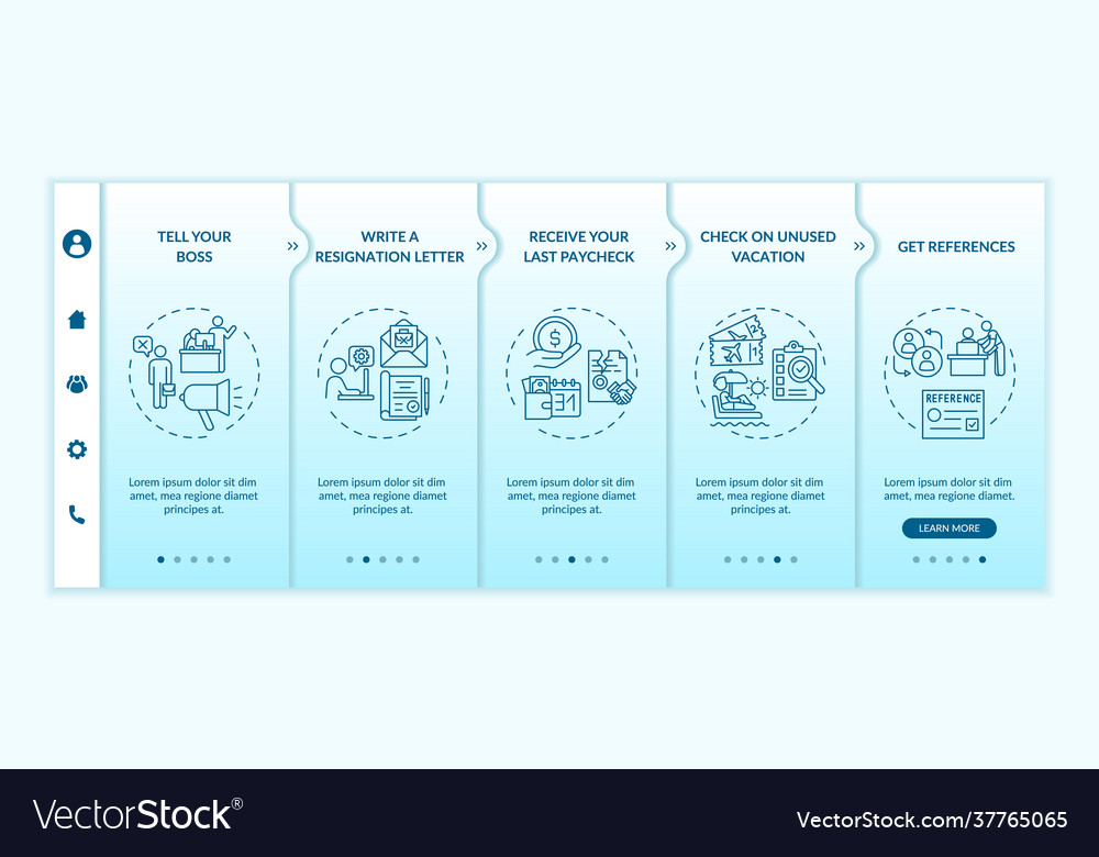 Resignation checklist onboarding mobile app page Vector Image