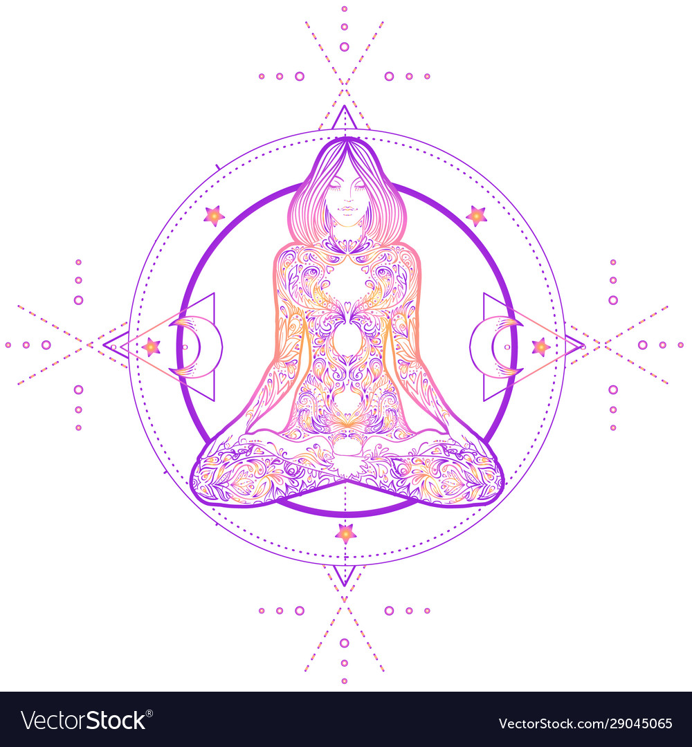 Sacred geometry and boo symbol set ayurveda sign Vector Image