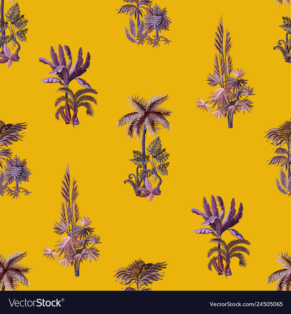 Seamless pattern with exotic trees such us palm