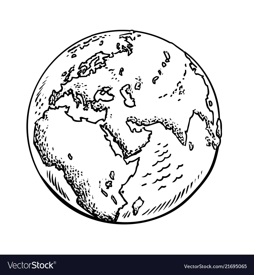 Sketch of the earth isolated Royalty Free Vector Image