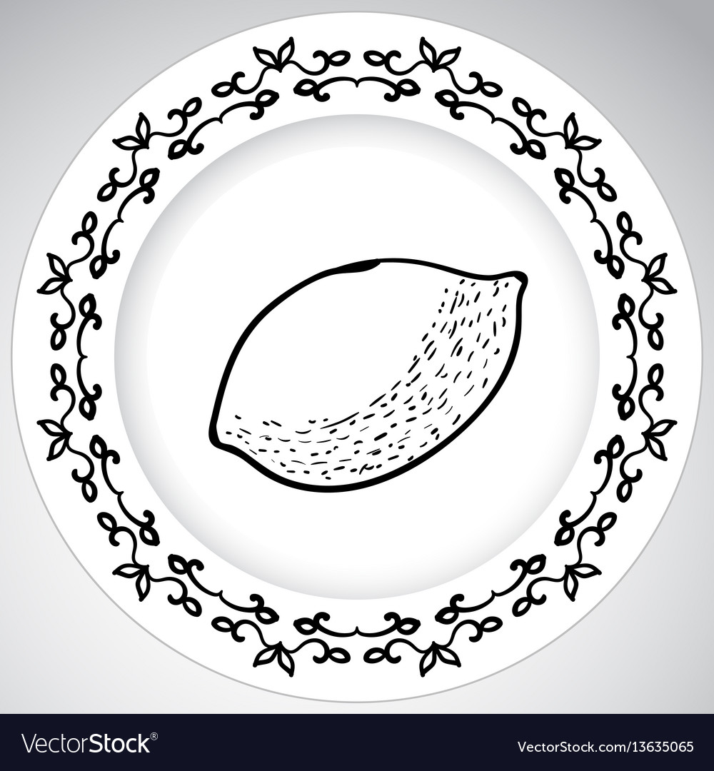 Template plates pattern with fruit in a graphic vector image Template plates pattern with fruit in a graphic