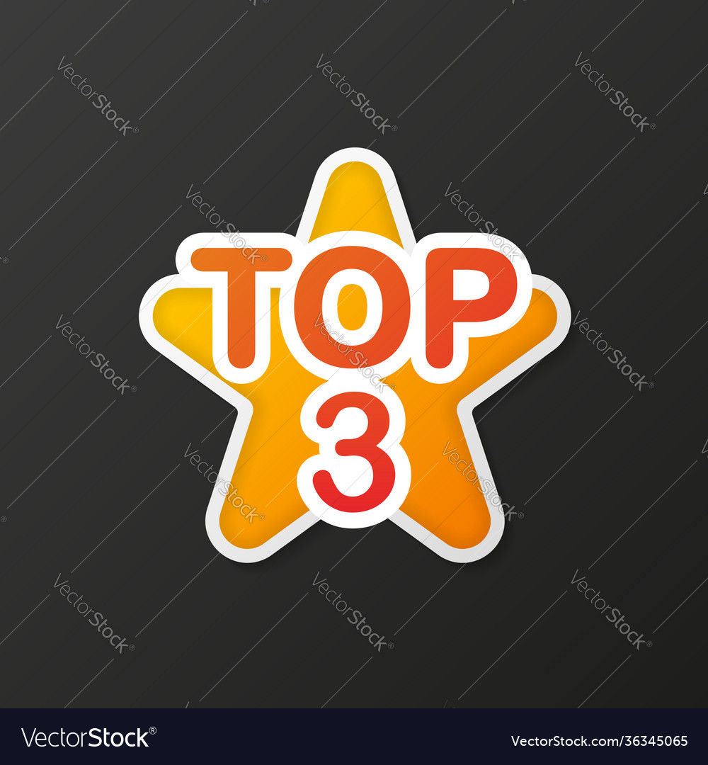 Top three colorful star in 3d style on gradient vector image Top three colorful star in 3d style on gradient