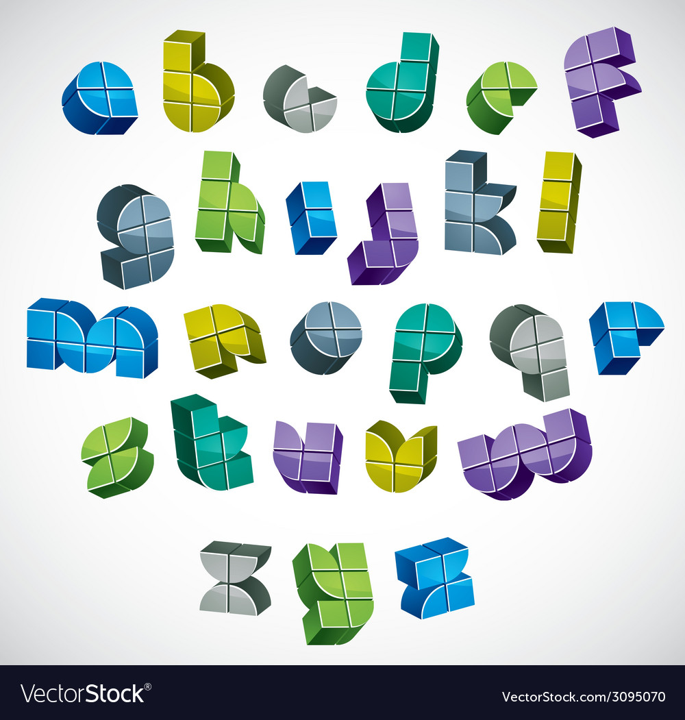 3d colorful letters futuristic alphabet made