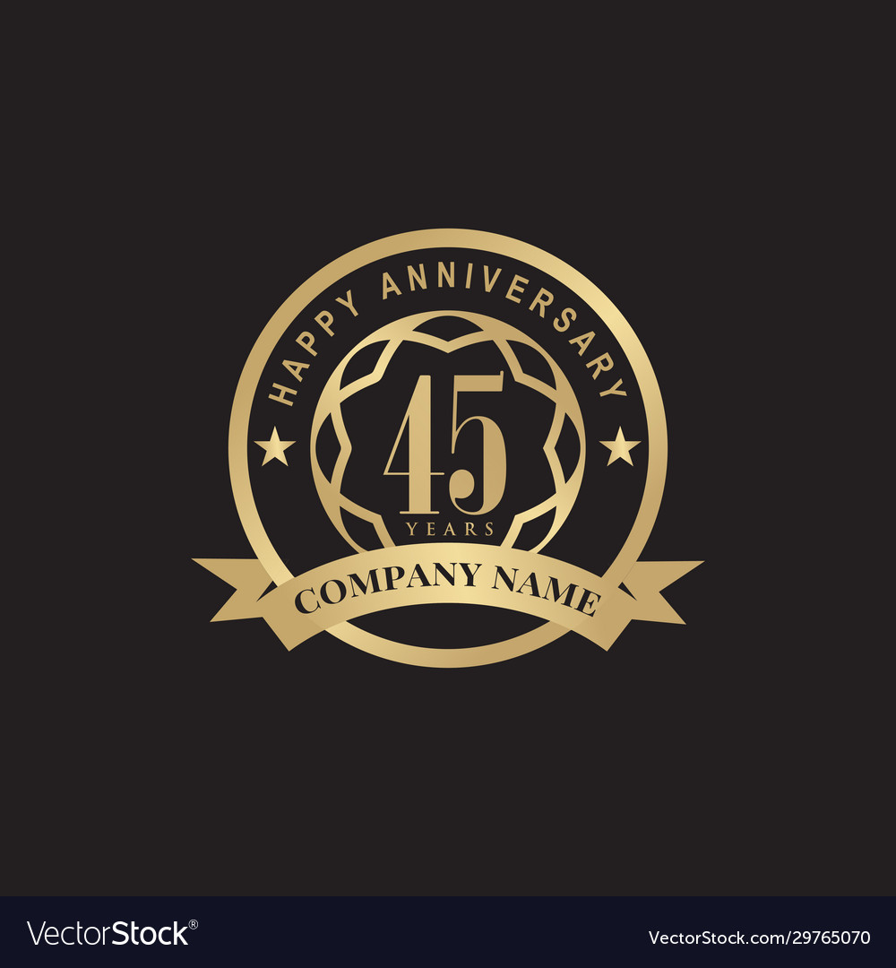 45 Jahre Jubiläum Emblem Logo Design Template