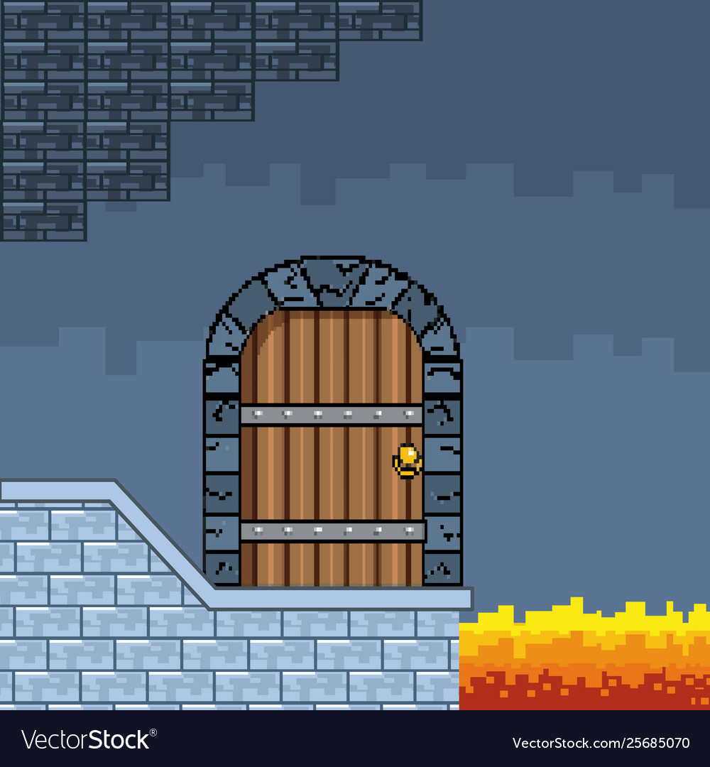 Arcade game world and pixel scene design