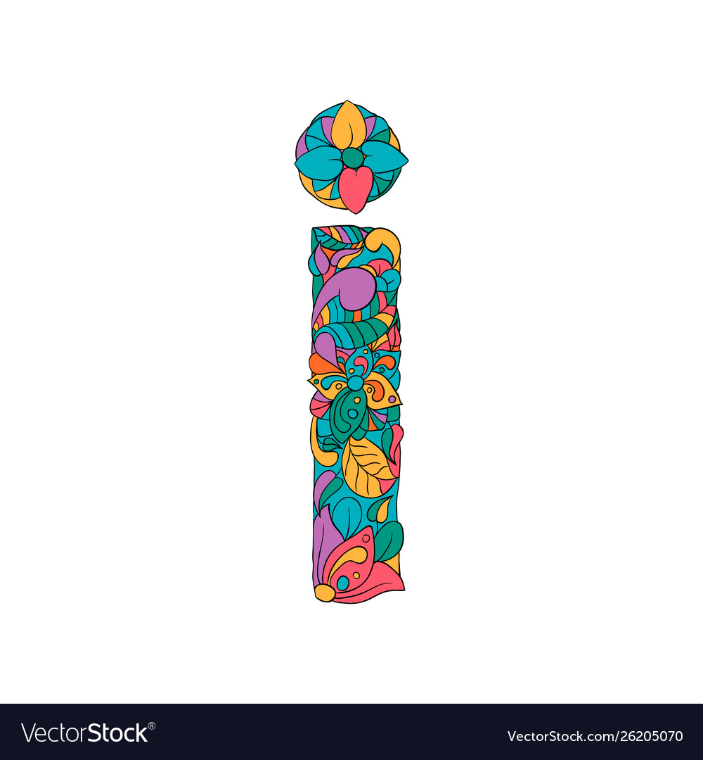 Colorful ornamental alphabet letter i font