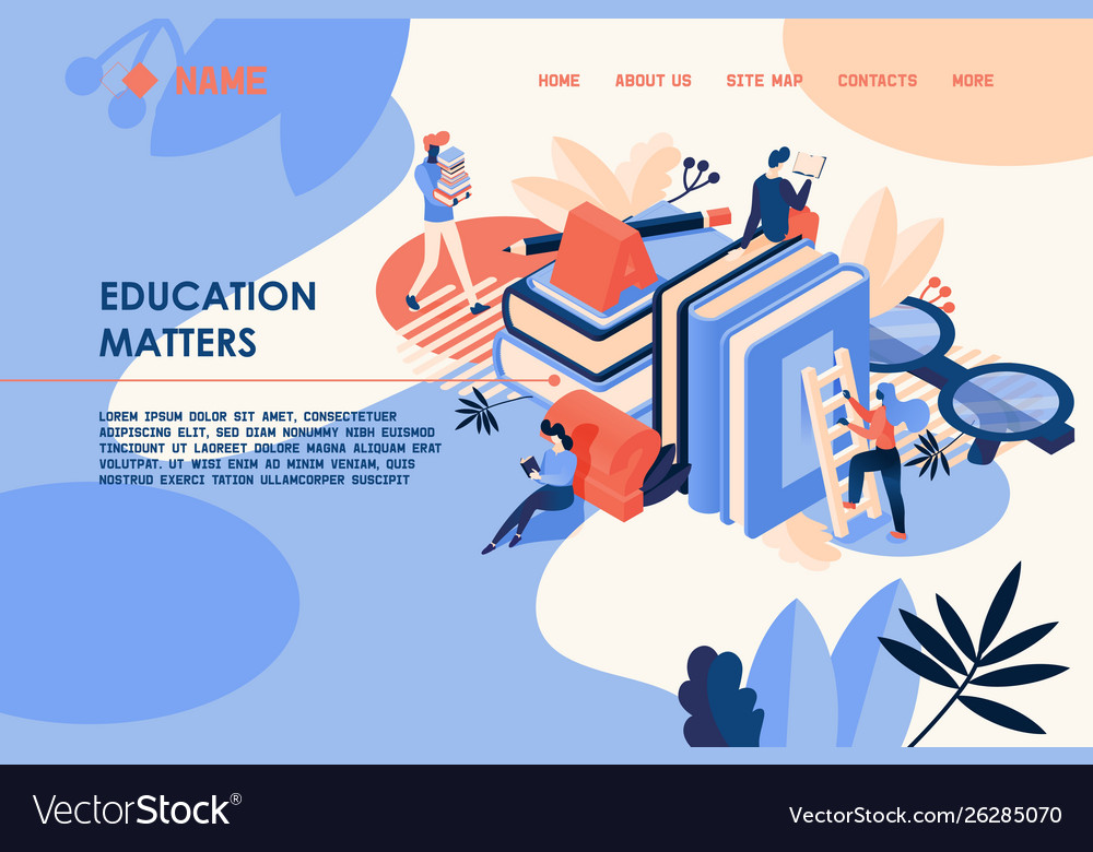 Concept Banner With Large Books And Small Vector Image