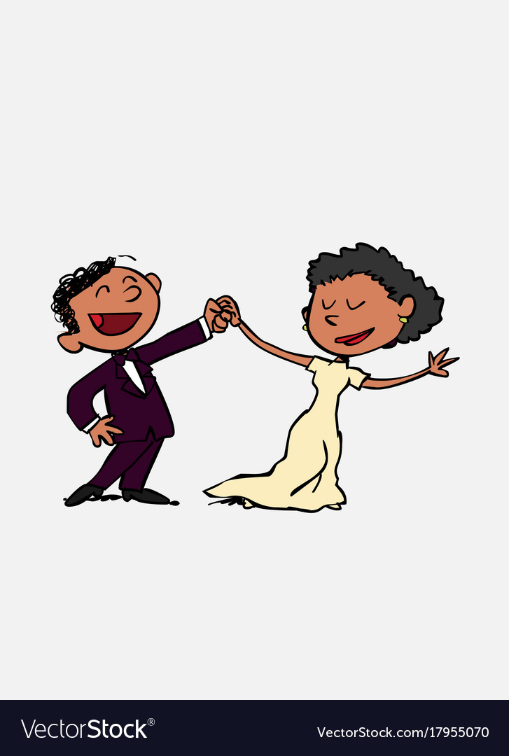 Couple Of Black Newlyweds Dancing Happy Isolated Vector Image