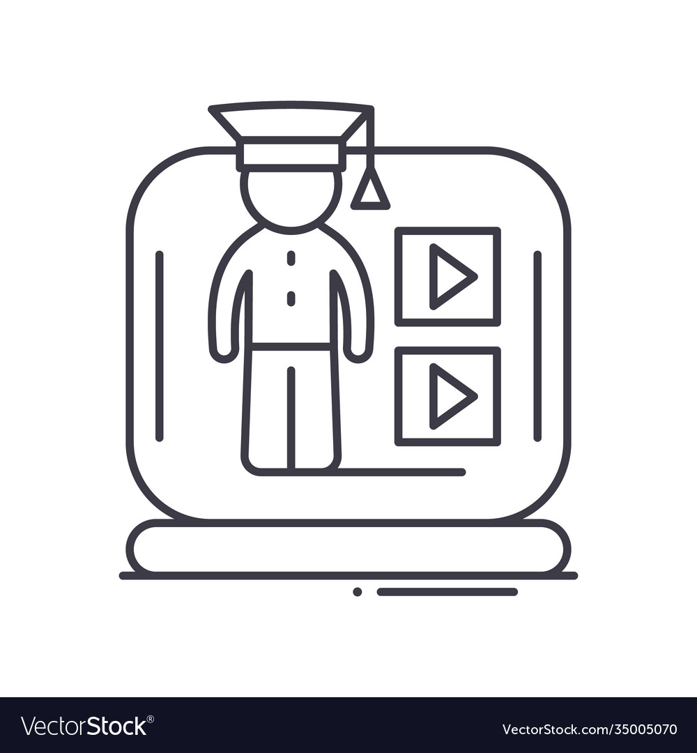 E learning icon linear isolated vector image E learning icon linear isolated