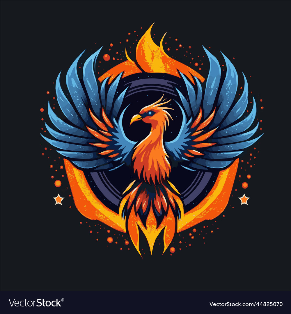 Flying phoenix shield mascot character logo design