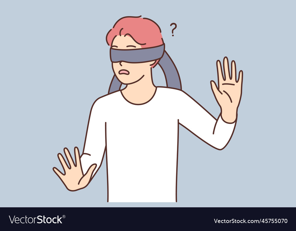 Blindfolded cartoon man Royalty Free Vector Image