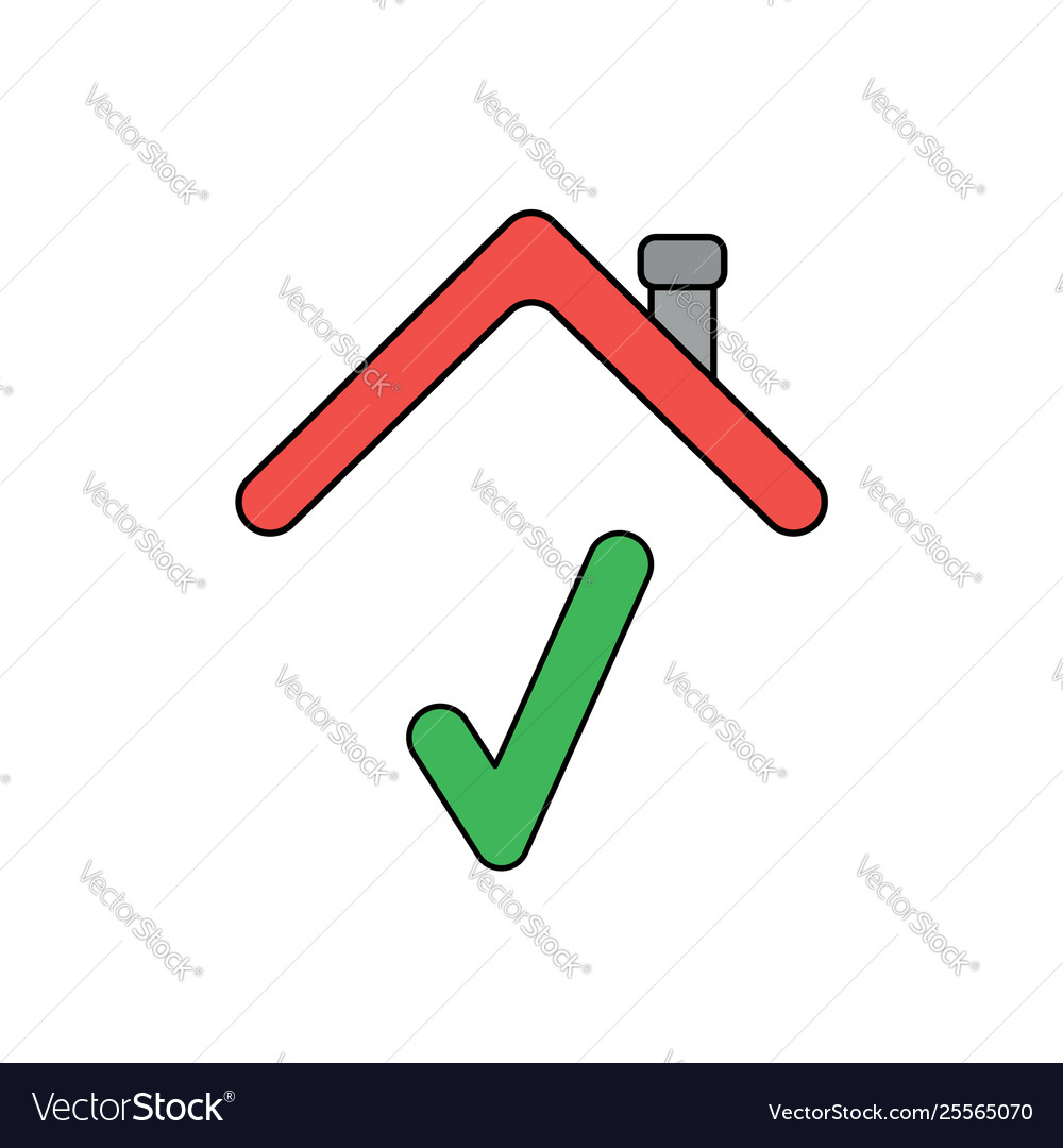 Icon concept check mark under roof