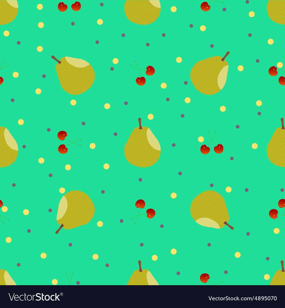 Pear and cherry seamless pattern