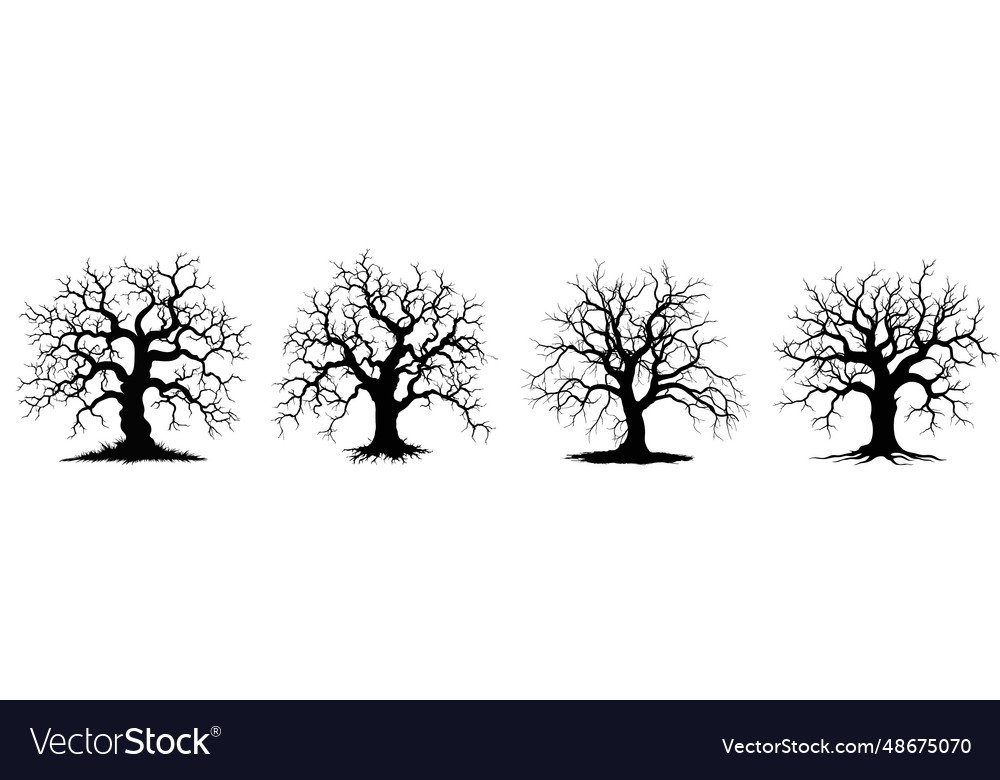 Set of halloween tree dead branch from