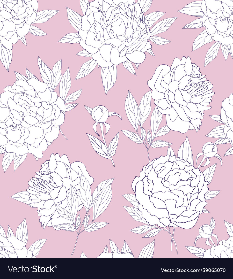 Sophisticated floral pattern with drawn peony Vector Image