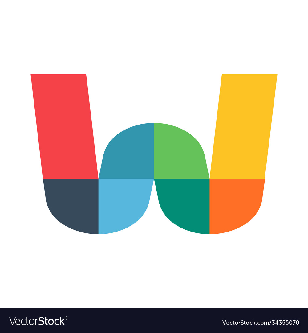 W letter logo colored brightly and vividly