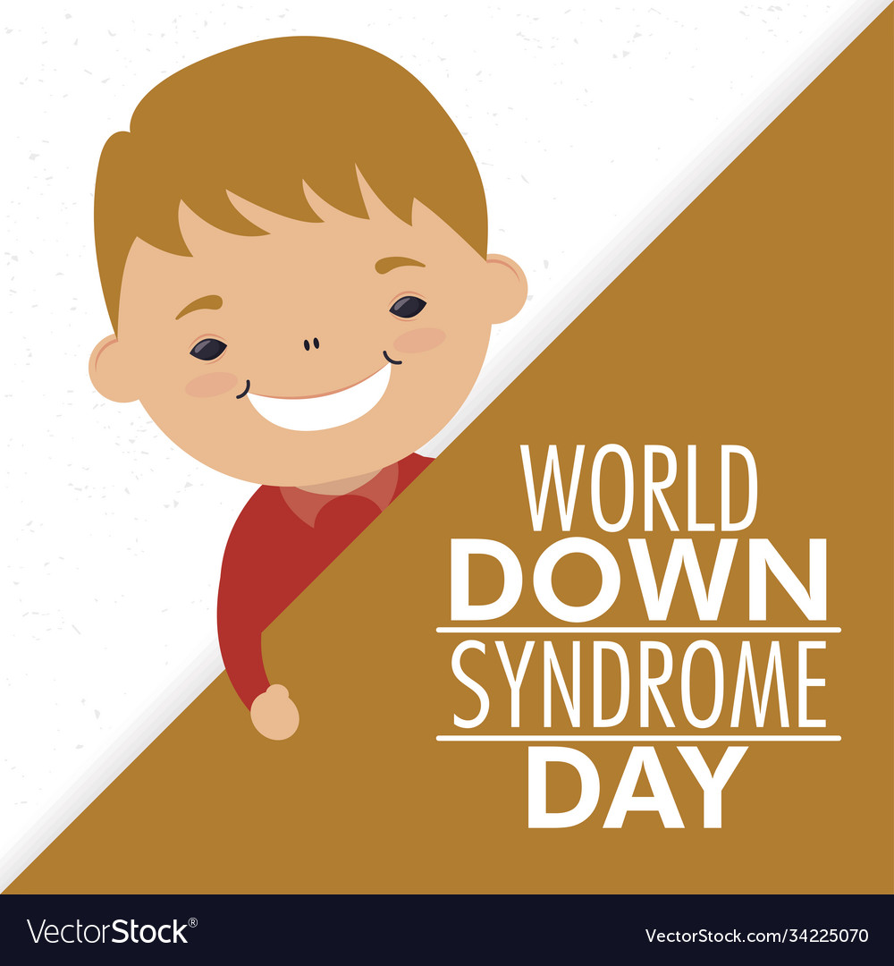 World down syndrome day lettering with little boy Vector Image