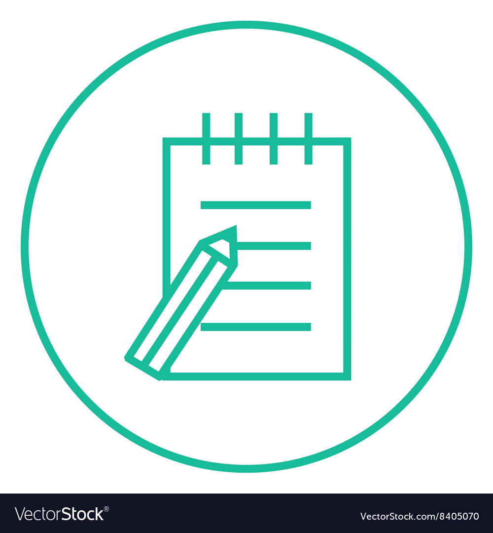 Writing pad and pen line icon