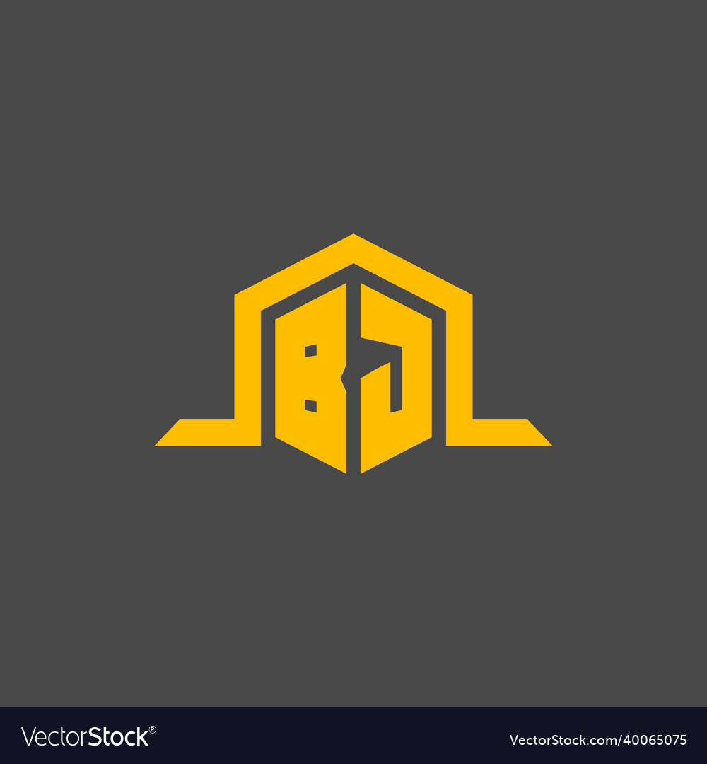Bj monogram initial logo with hexagon style design