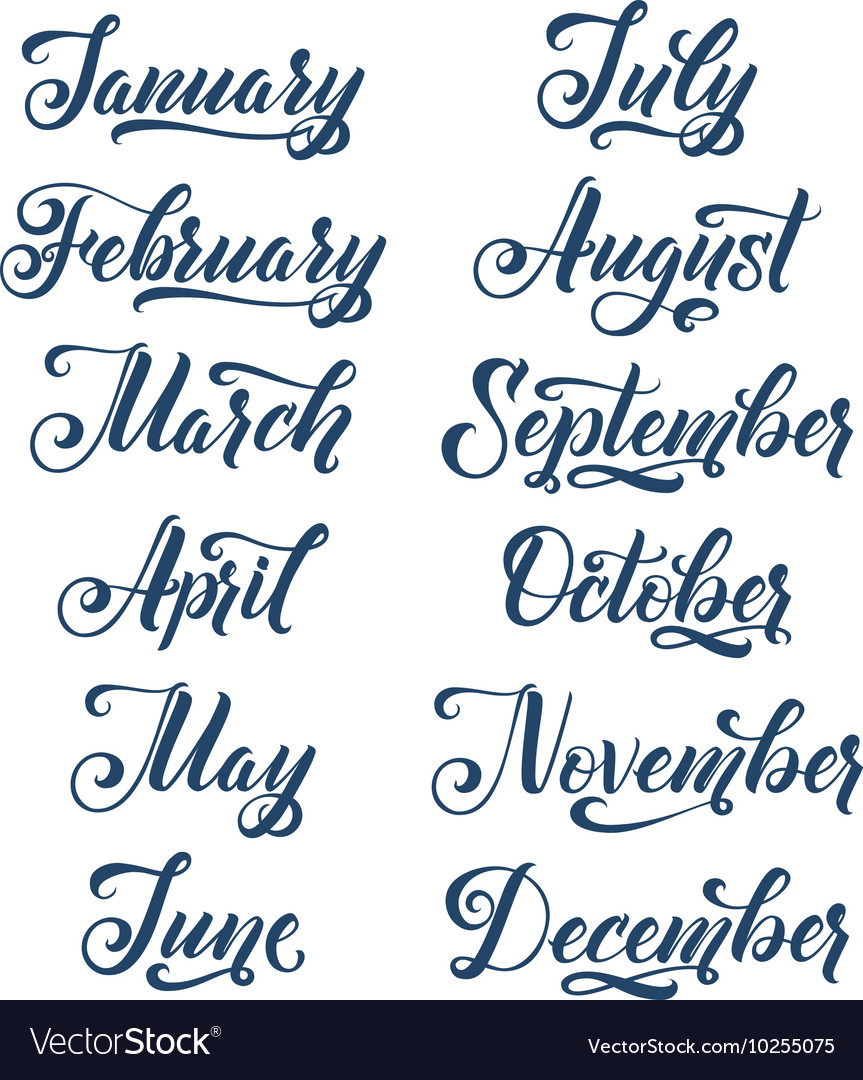 Months In Cursive Writing