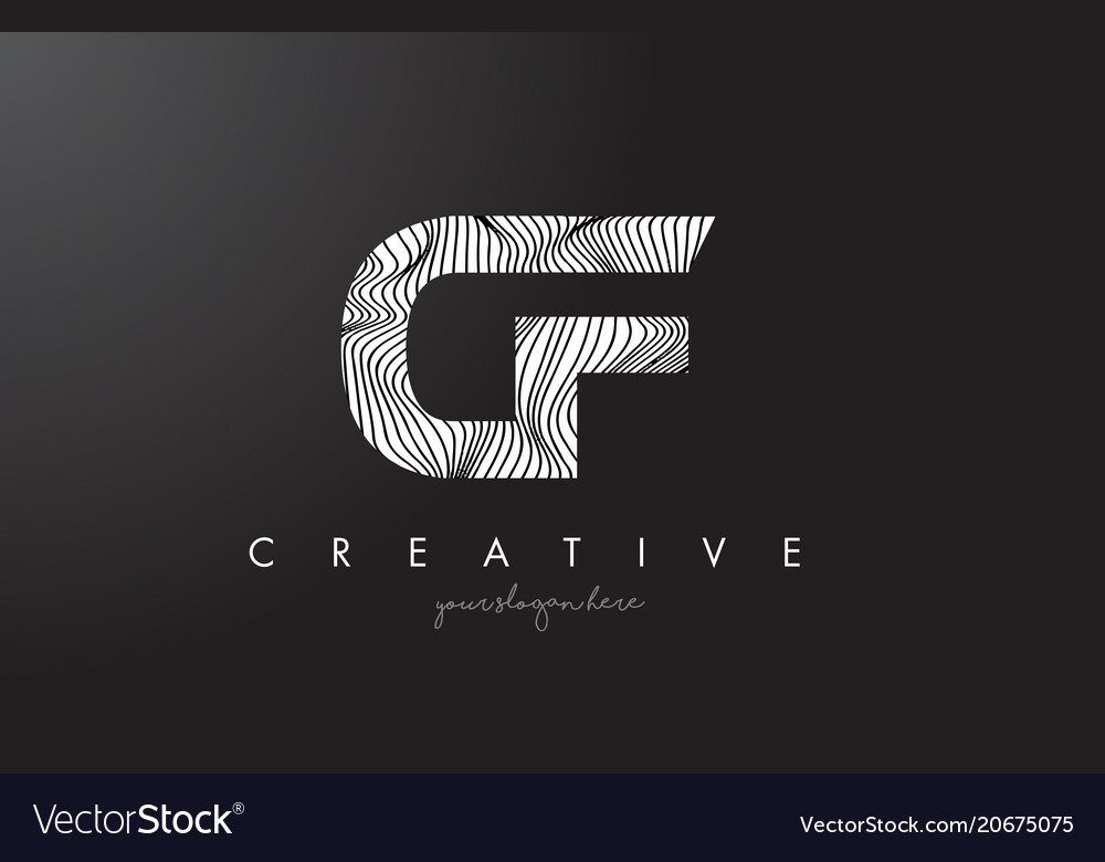 Cf c f letter logo with zebra lines texture