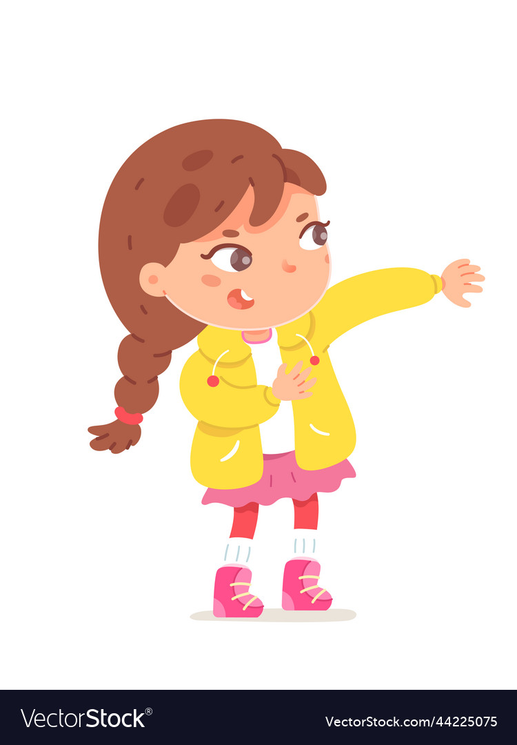 Cute girl wearing jacket isolated adorable kid Vector Image