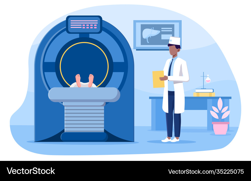 Doctor performs resonance holding Vector Image
